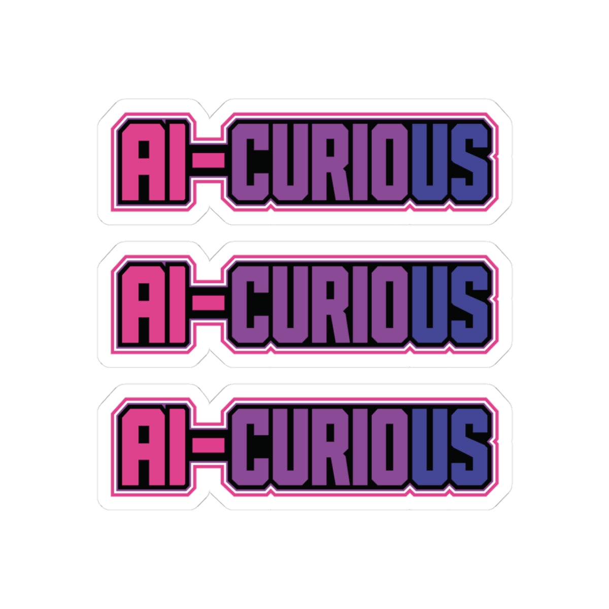 AI-CURIOUS Kiss-Cut Sticker Pack — Retro Pink & Purple Laptop Decals