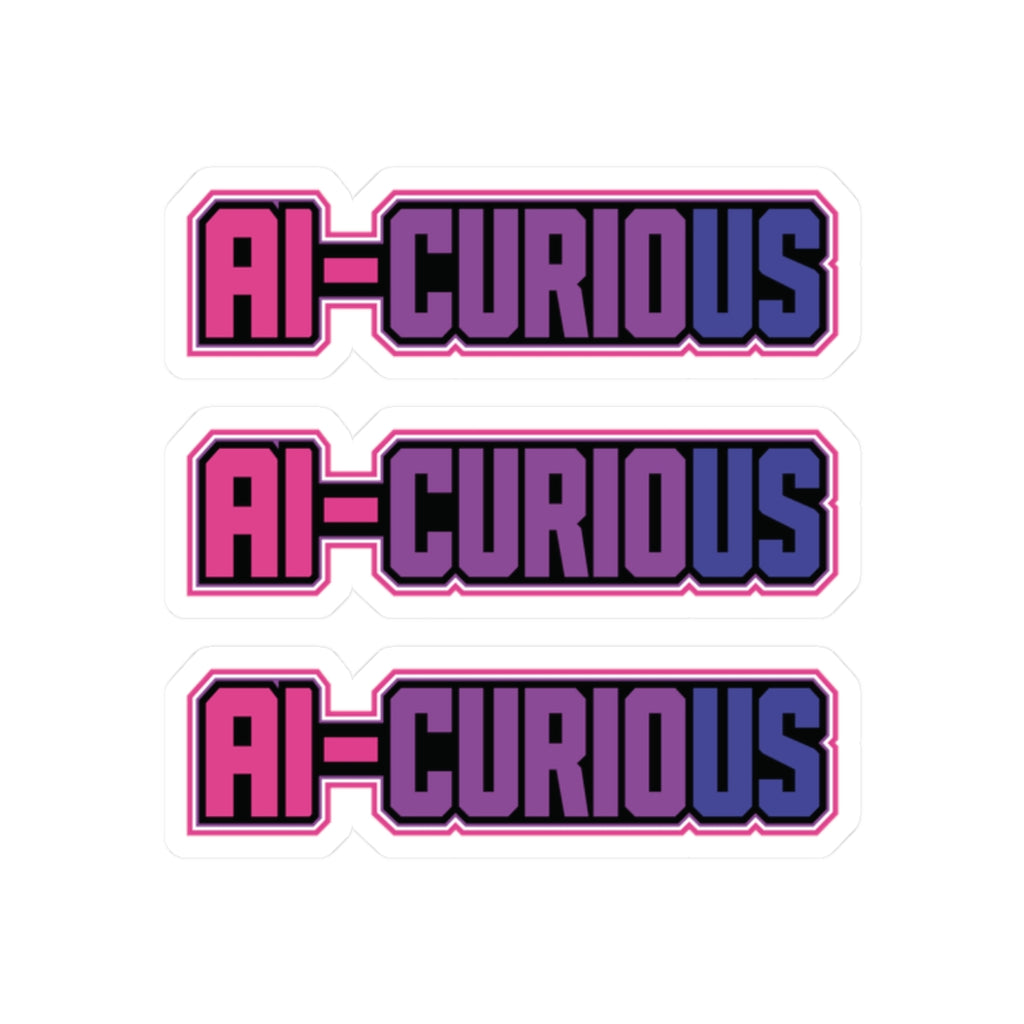 AI-CURIOUS Kiss-Cut Sticker Pack — Retro Pink & Purple Laptop Decals