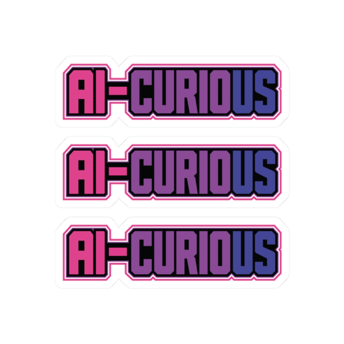 AI-CURIOUS Kiss-Cut Sticker Pack — Retro Pink & Purple Laptop Decals