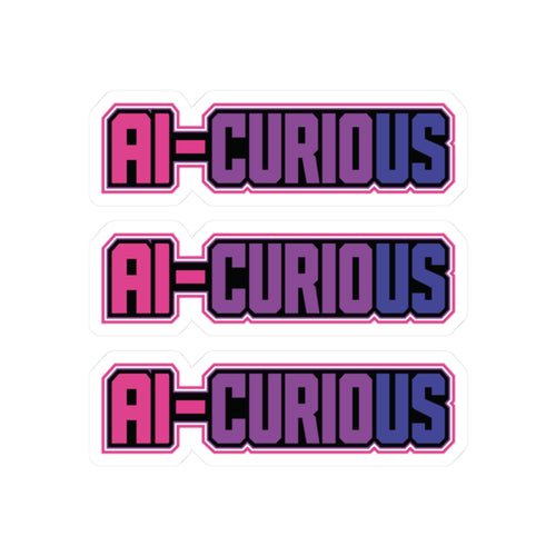 AI-CURIOUS Kiss-Cut Sticker Pack — Retro Pink & Purple Laptop Decals