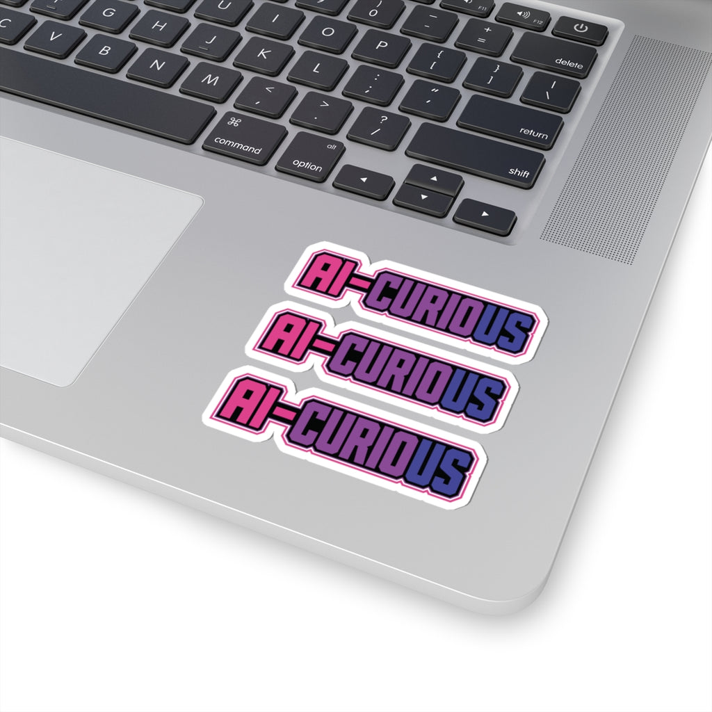 AI-CURIOUS Kiss-Cut Sticker Pack — Retro Pink & Purple Laptop Decals