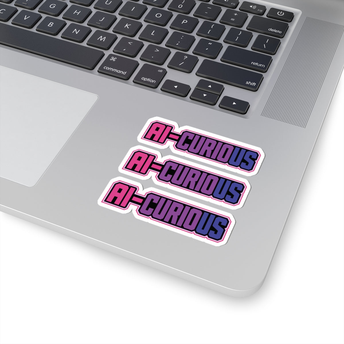 AI-CURIOUS Kiss-Cut Sticker Pack — Retro Pink & Purple Laptop Decals