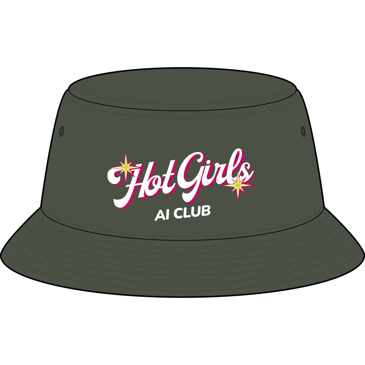 Bucket Hat — "Hot Girls AI Club" Pink Retro Logo
