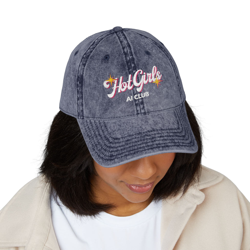 Vintage Embroidered 'Hot Girls' Floral Baseball Cap