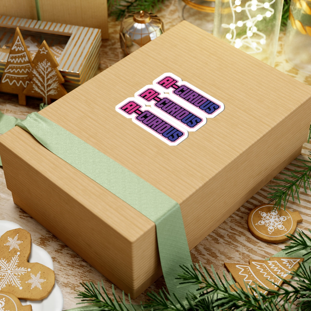 AI-CURIOUS Kiss-Cut Sticker Pack — Retro Pink & Purple Laptop Decals
