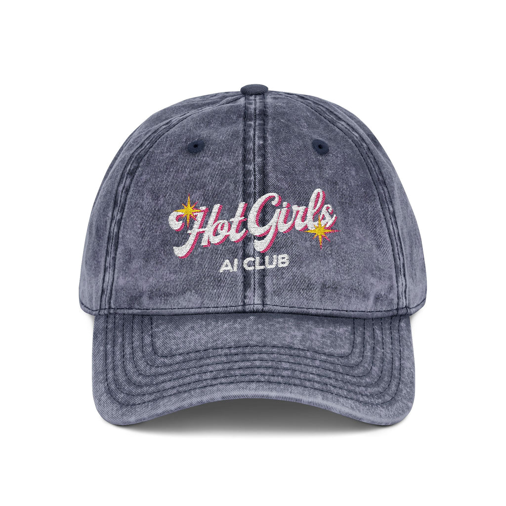 Vintage Embroidered 'Hot Girls' Floral Baseball Cap