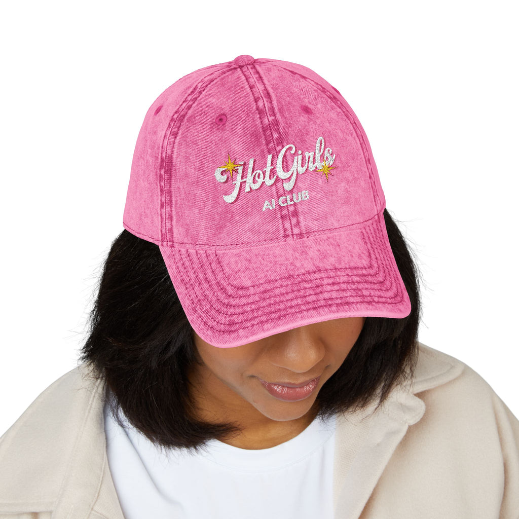 Vintage Embroidered 'Hot Girls' Floral Baseball Cap