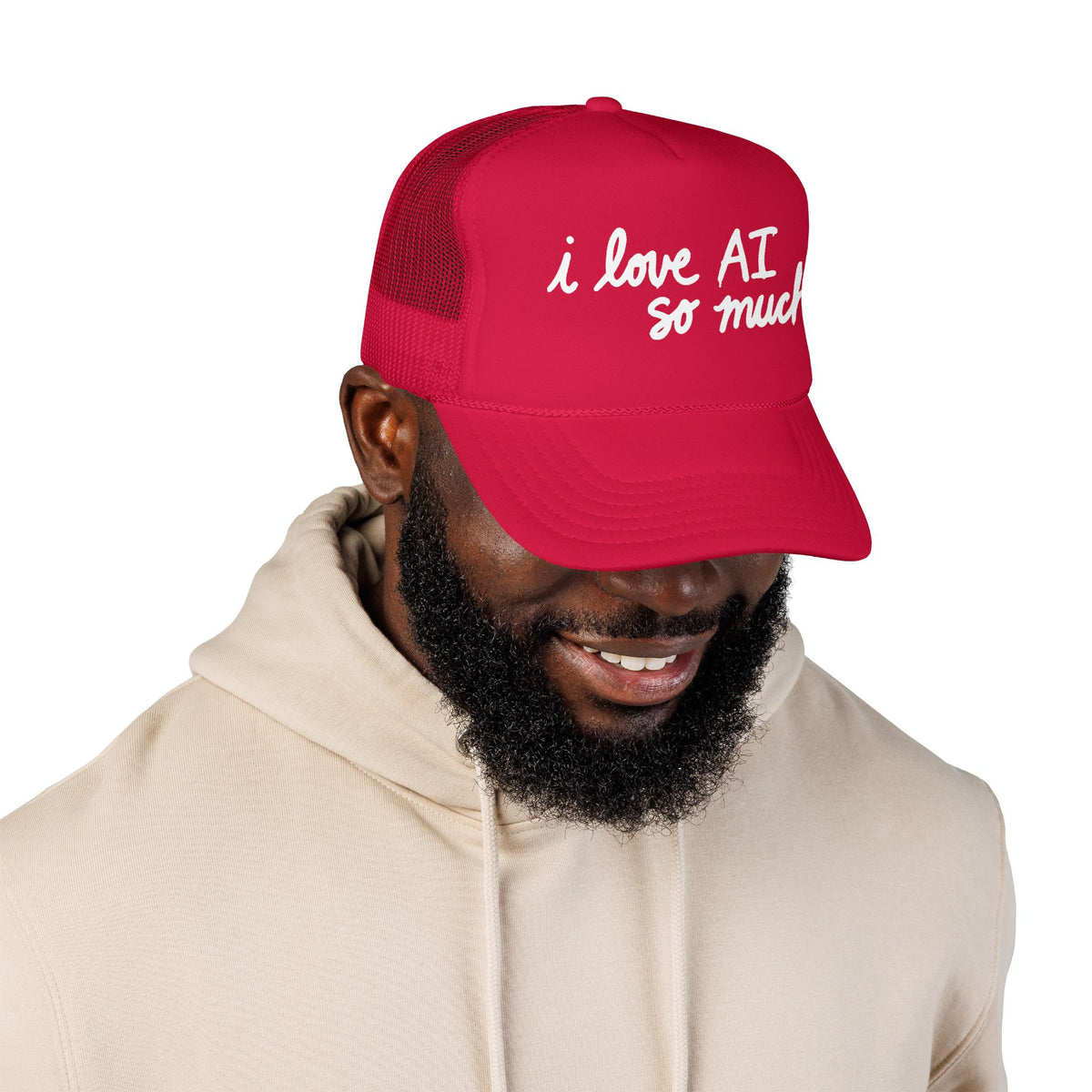 I LOVE AI SO MUCH Foam Trucker Hat