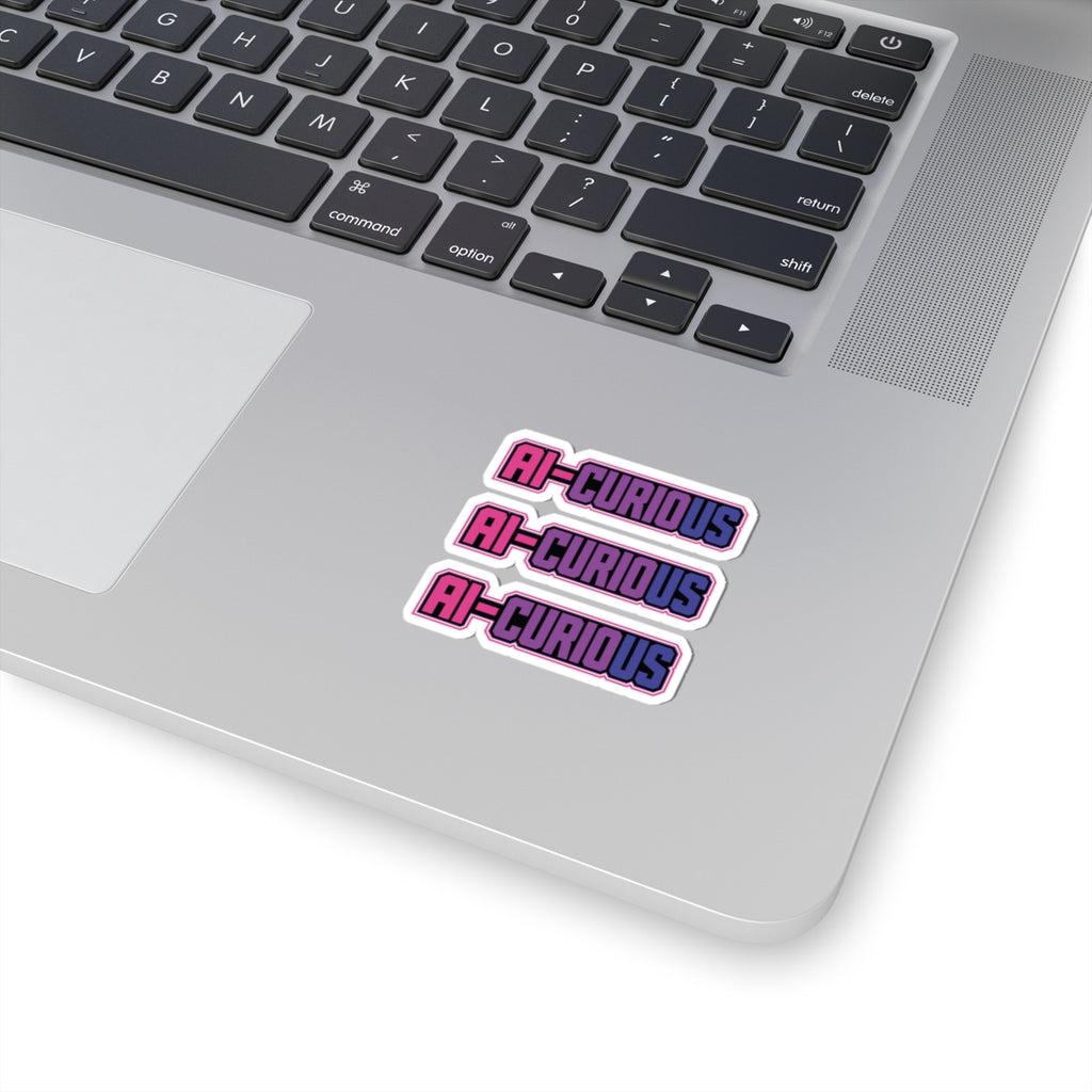 AI-CURIOUS Kiss-Cut Sticker Pack — Retro Pink & Purple Laptop Decals