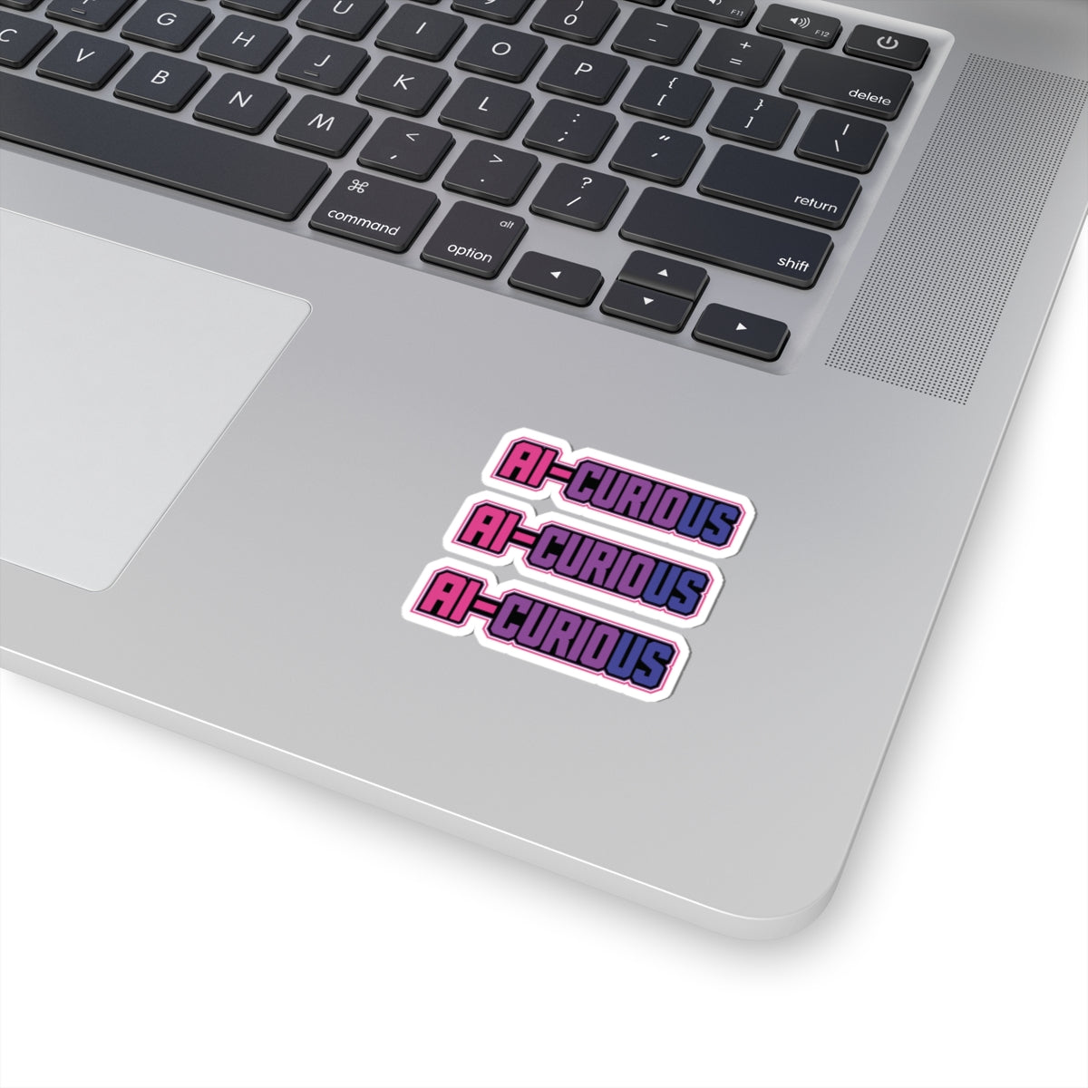 AI-CURIOUS Kiss-Cut Sticker Pack — Retro Pink & Purple Laptop Decals