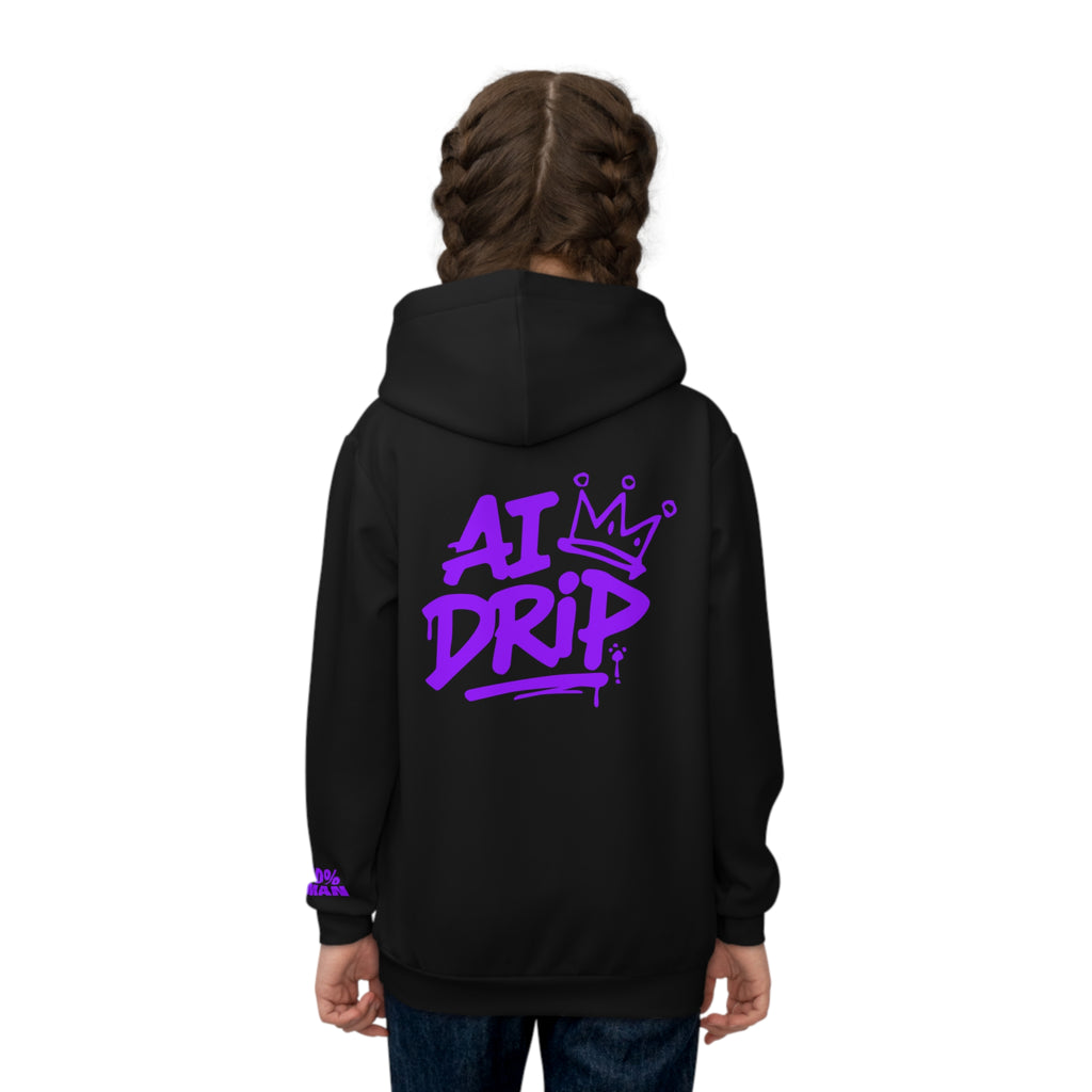 Children's Hoodie - 'AI DRIP' Neon Purple Streetwear Kids Hoodie (Power Up!)